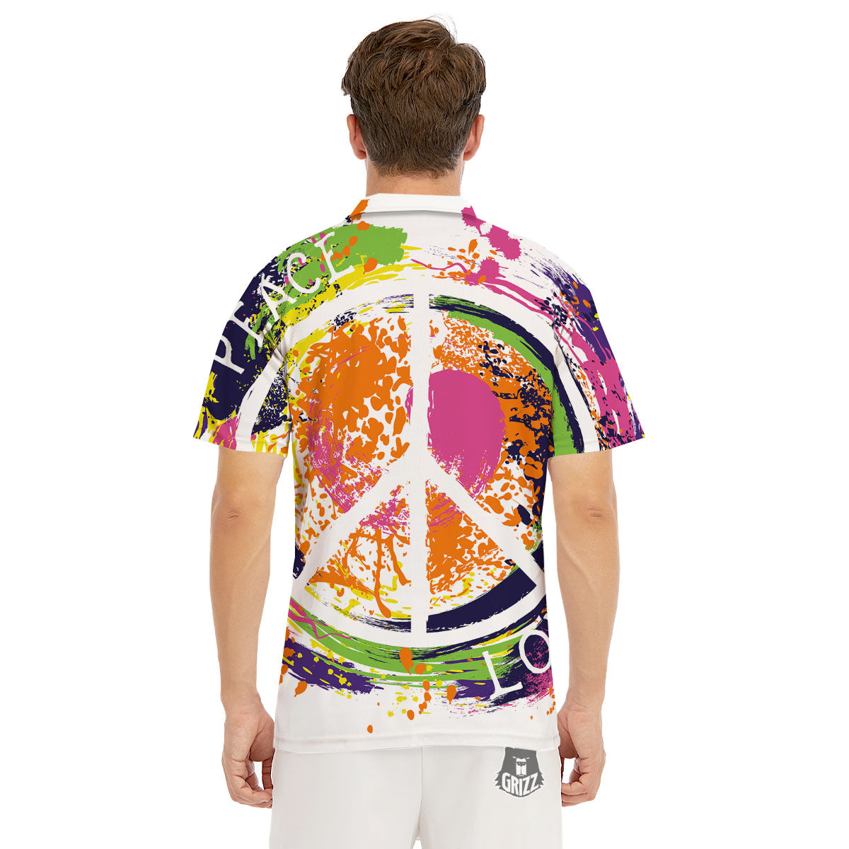 Sign Peace Rasta Print Men's Golf Shirts-grizzshop