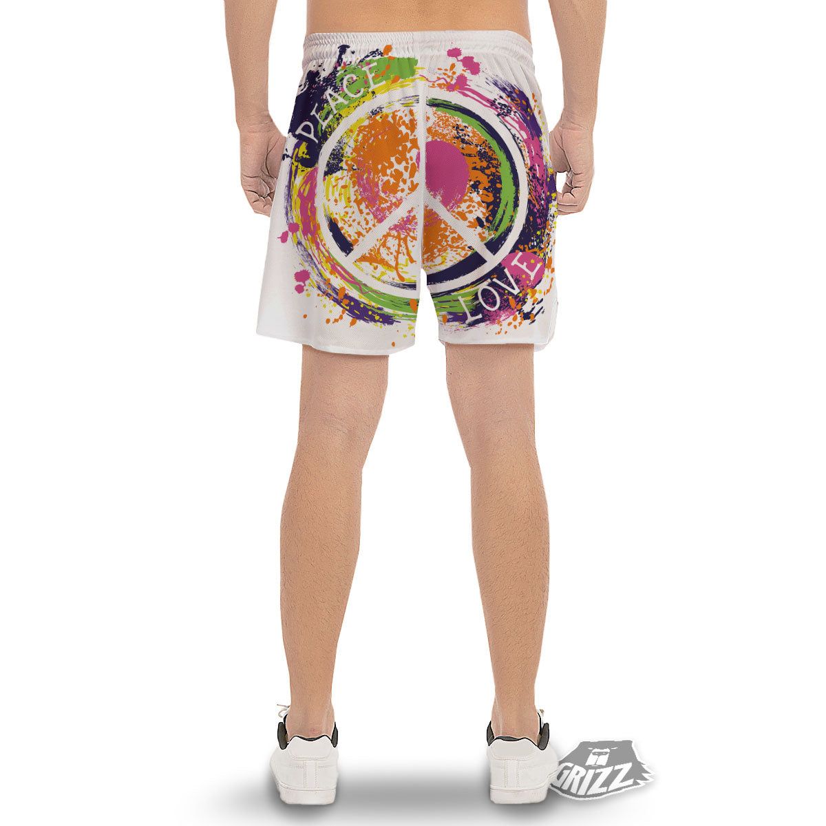 Sign Peace Rasta Print Men's Gym Shorts-grizzshop