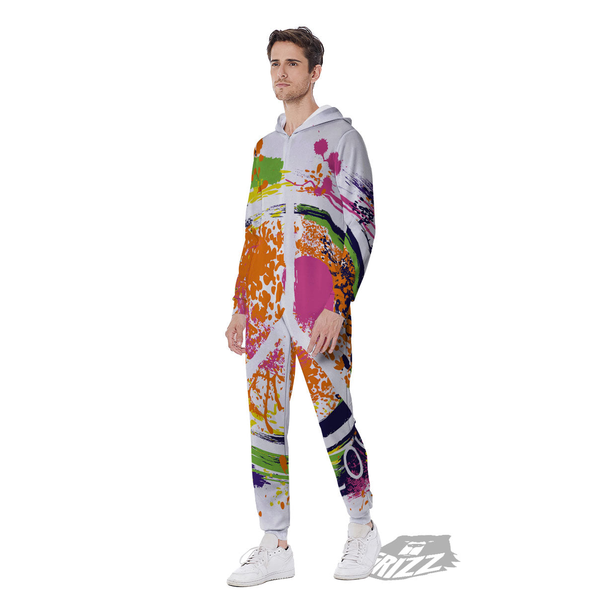 Sign Peace Rasta Print Men's Jumpsuit-grizzshop