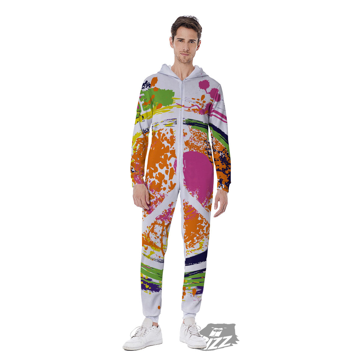 Sign Peace Rasta Print Men's Jumpsuit-grizzshop
