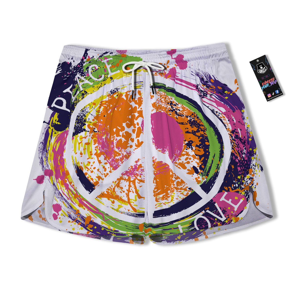 Sign Peace Rasta Print Men's Running Shorts-grizzshop