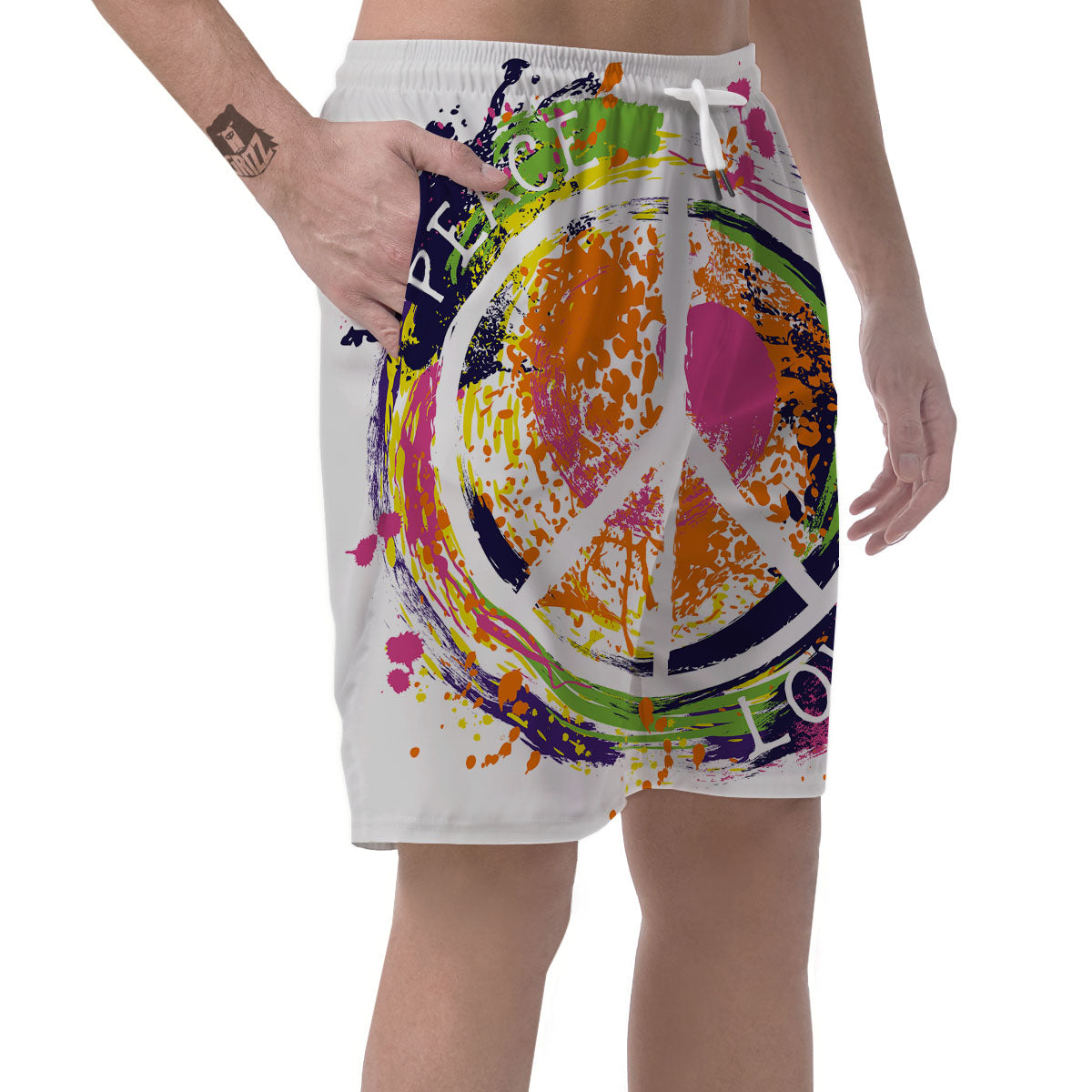 Sign Peace Rasta Print Men's Shorts-grizzshop