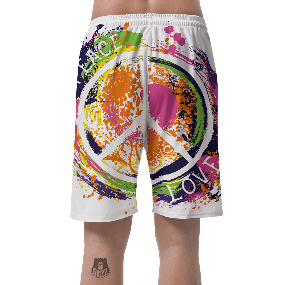 Sign Peace Rasta Print Men's Shorts-grizzshop