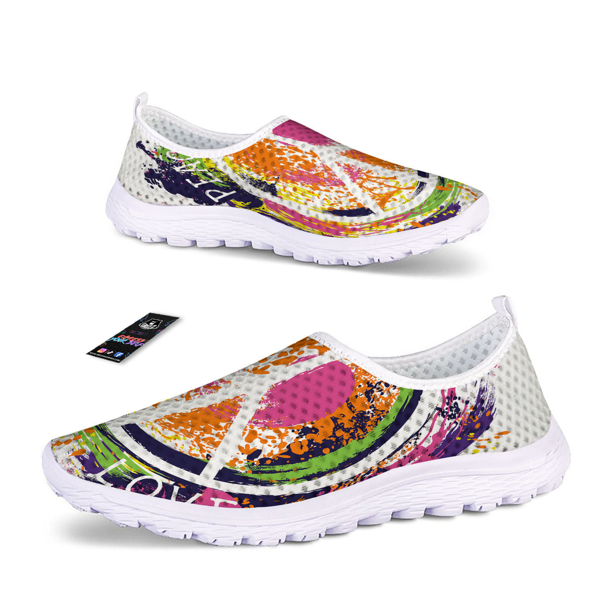 Sign Peace Rasta Print Nurse Shoes-grizzshop