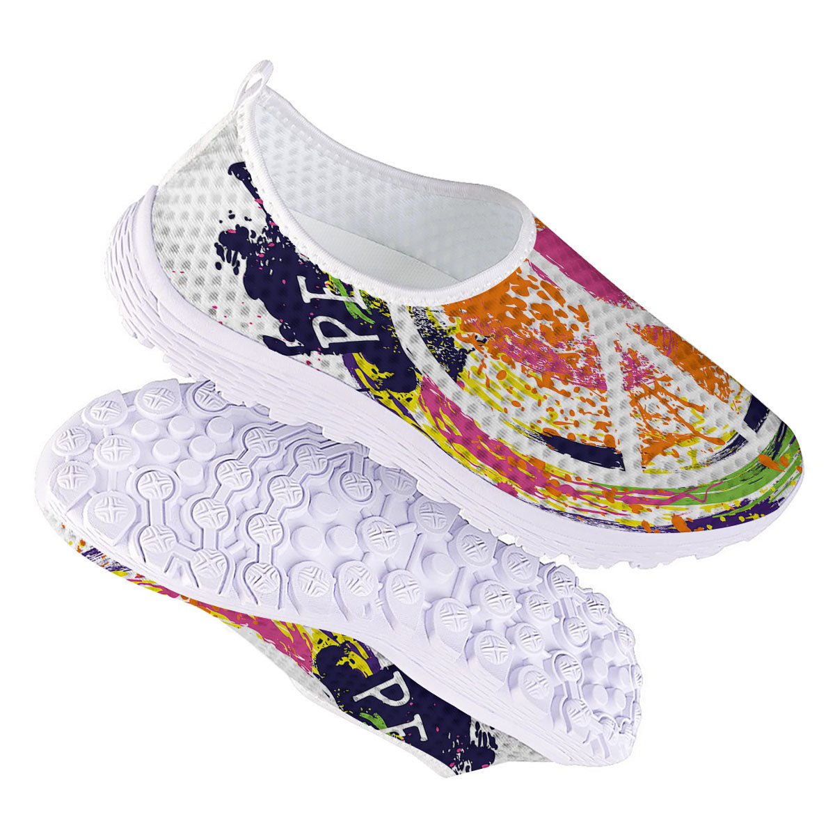 Sign Peace Rasta Print Nurse Shoes-grizzshop