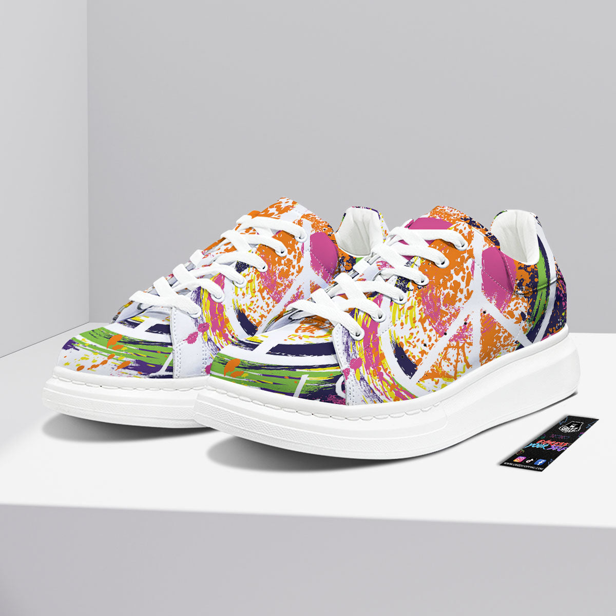 Sign Peace Rasta Print Platform Shoes-grizzshop