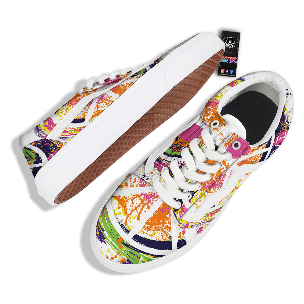 Sign Peace Rasta Print Skate Shoes-grizzshop