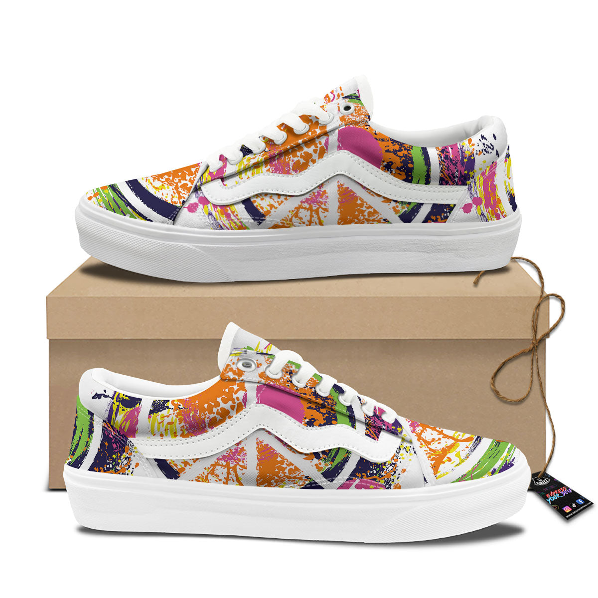 Sign Peace Rasta Print Skate Shoes-grizzshop