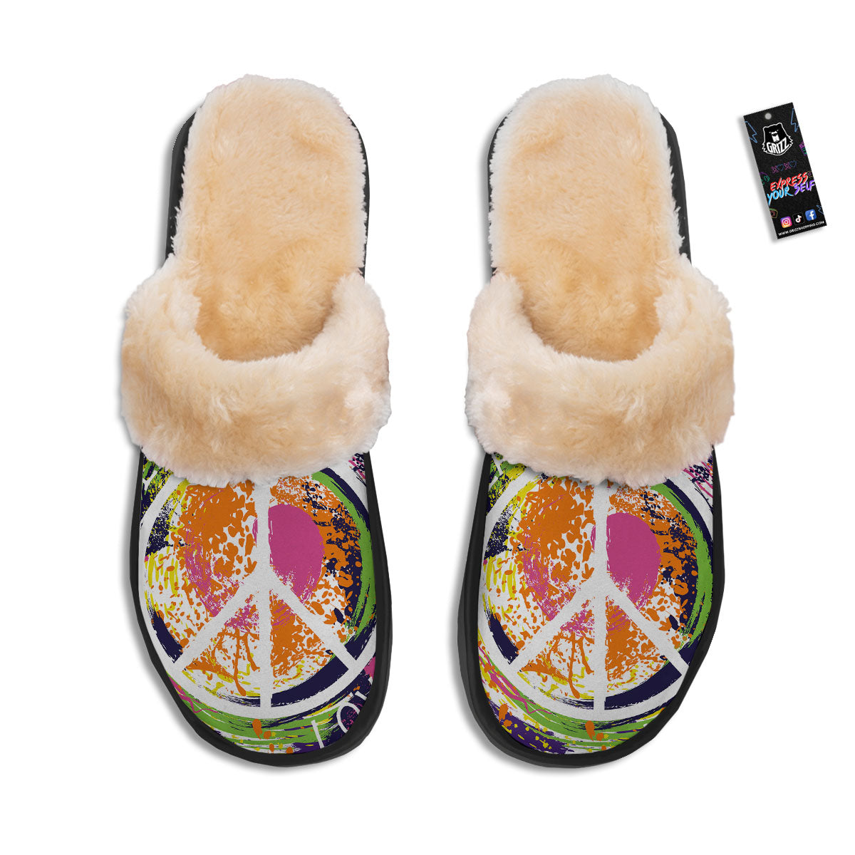 Sign Peace Rasta Print Slippers-grizzshop