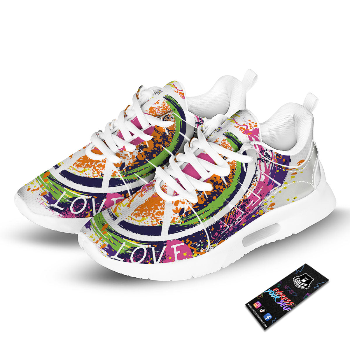 Sign Peace Rasta Print Tennis Shoes-grizzshop