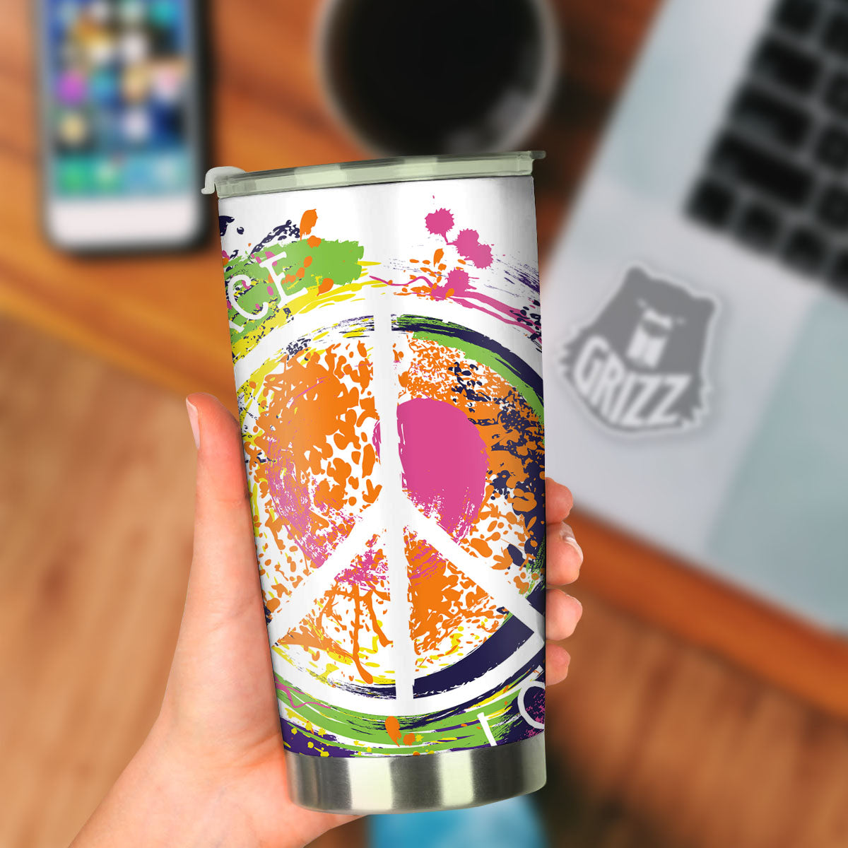 Sign Peace Rasta Print Tumbler-grizzshop