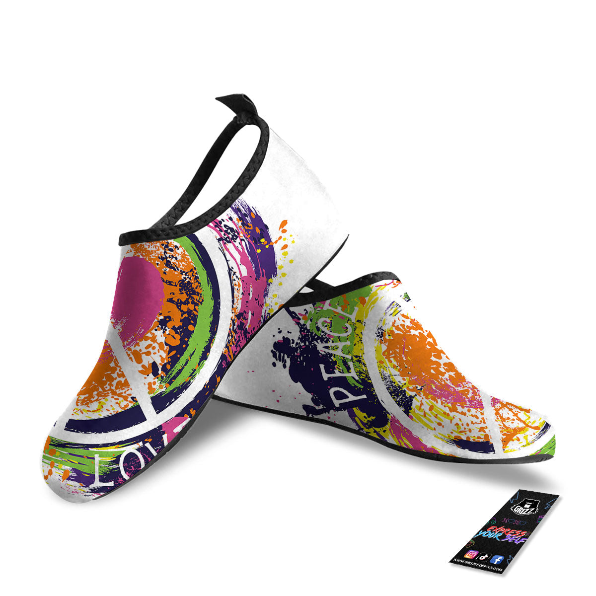 Sign Peace Rasta Print Water Shoes-grizzshop