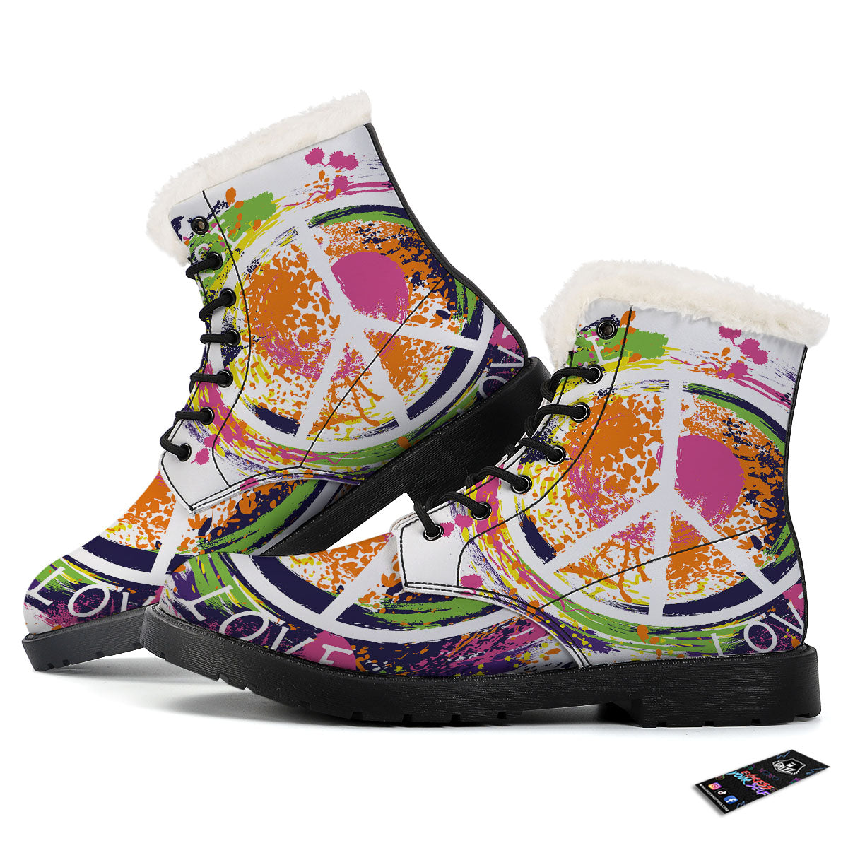 Sign Peace Rasta Print Winter Boots-grizzshop