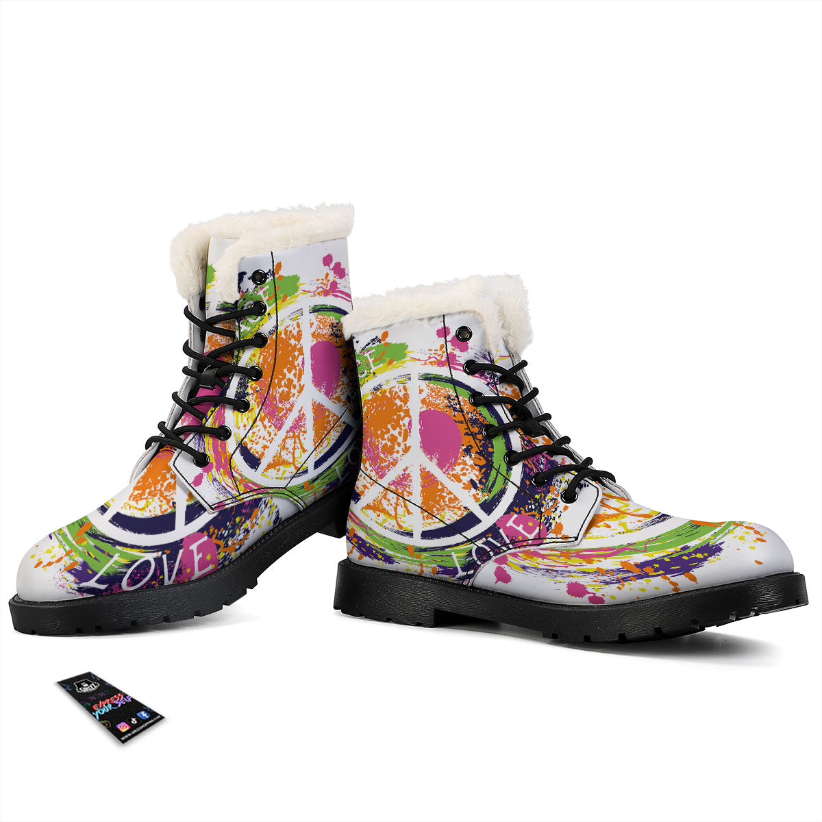 Sign Peace Rasta Print Winter Boots-grizzshop