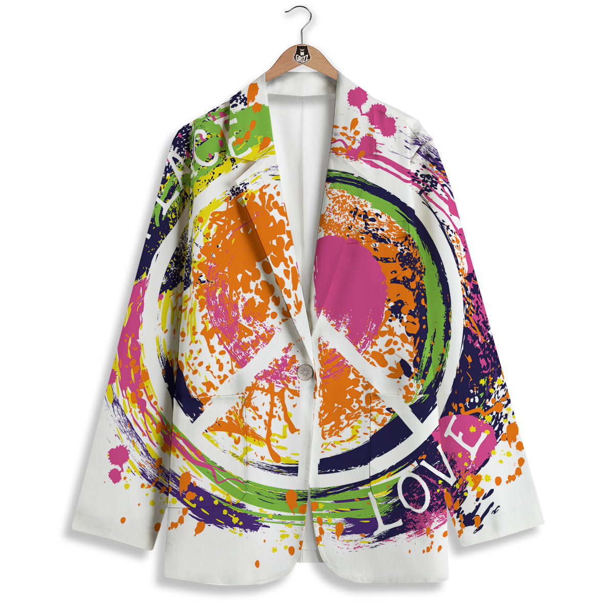 Sign Peace Rasta Print Women's Blazer-grizzshop