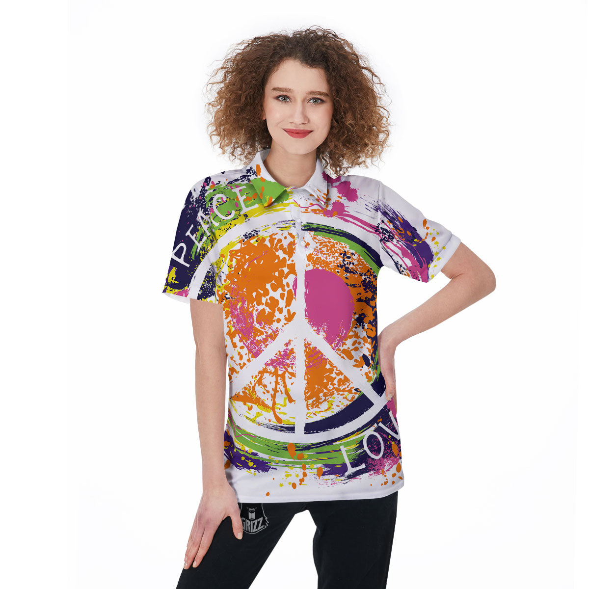 Sign Peace Rasta Print Women's Golf Shirts-grizzshop