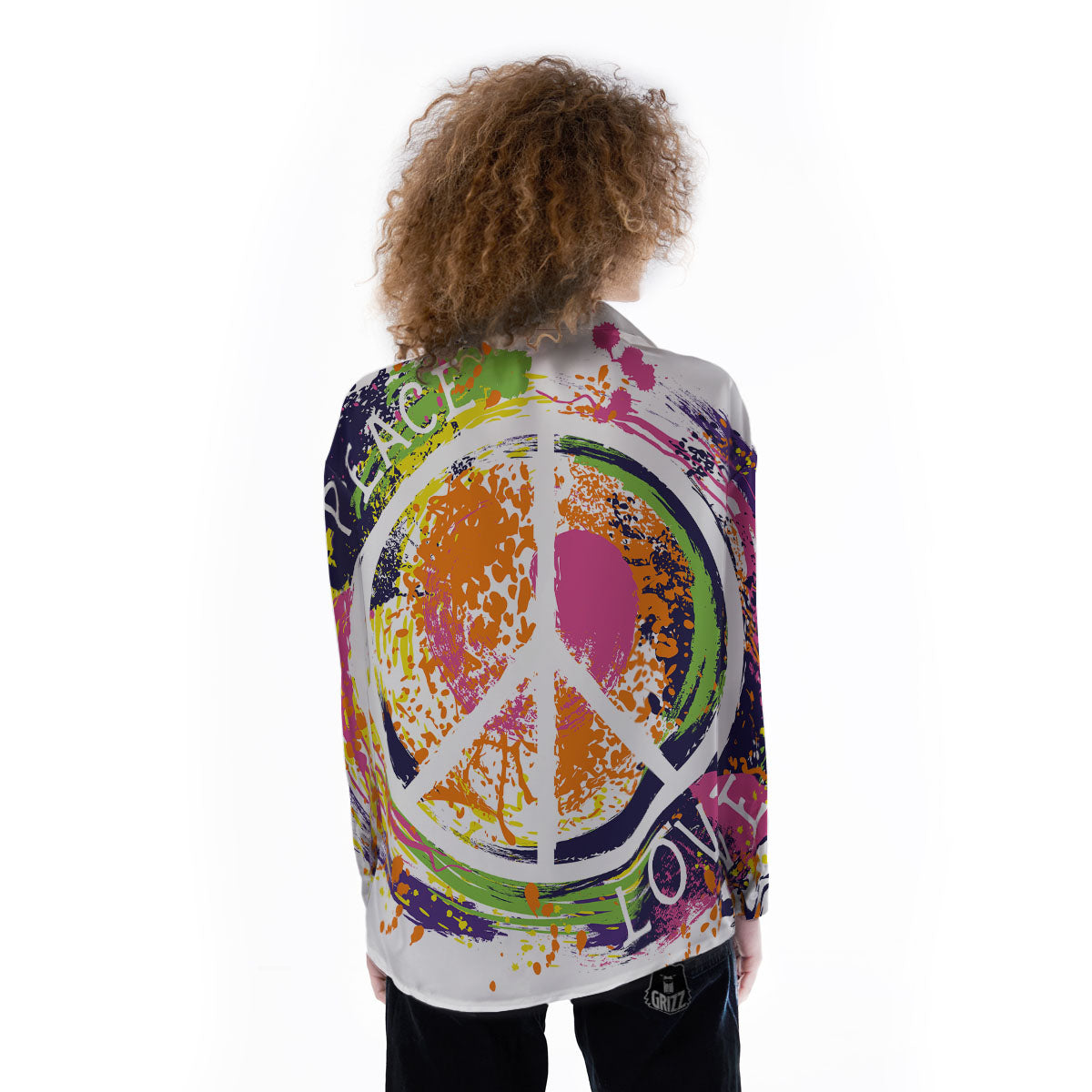 Sign Peace Rasta Print Women's Long Sleeve Shirts-grizzshop