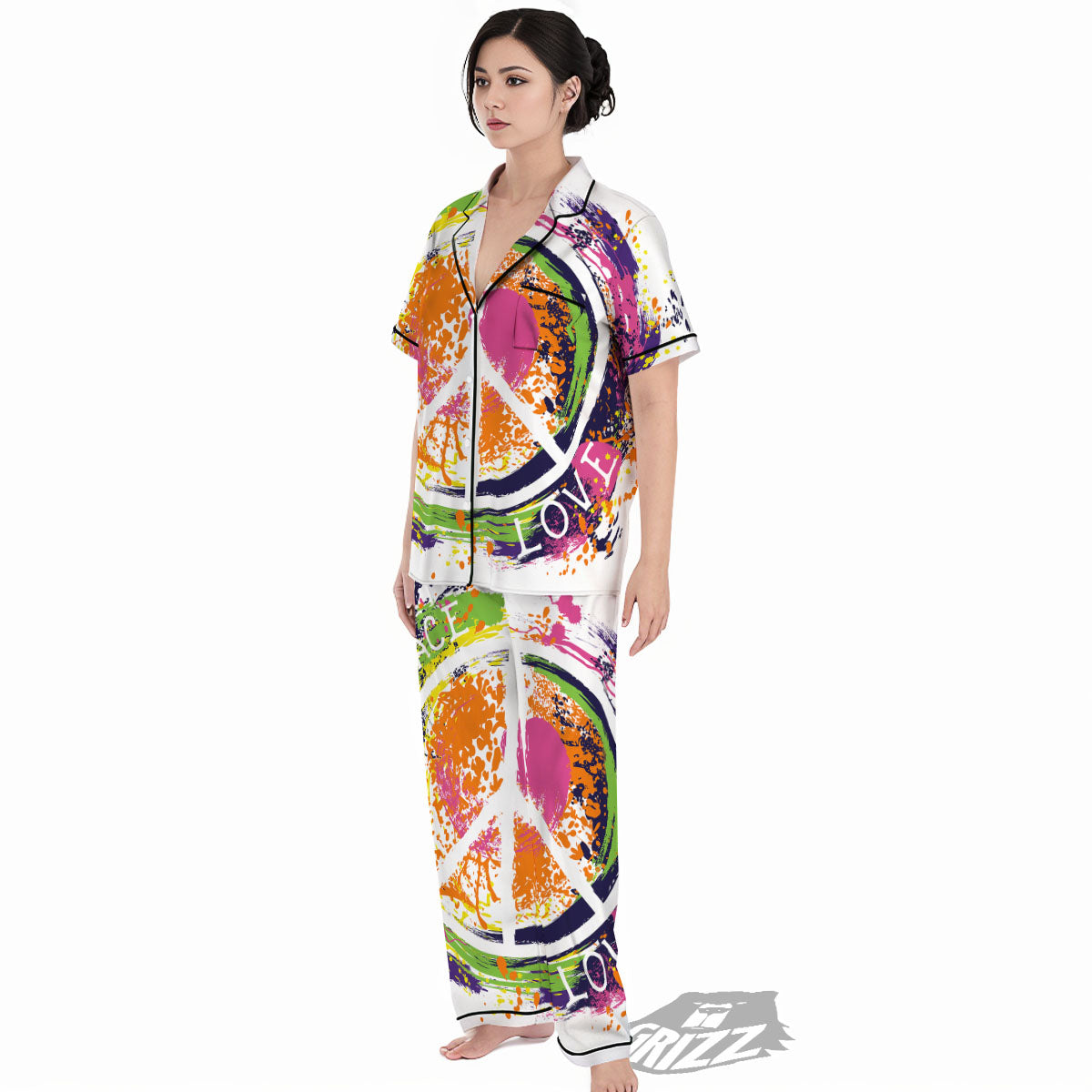 Sign Peace Rasta Print Women's Pajamas Set-grizzshop