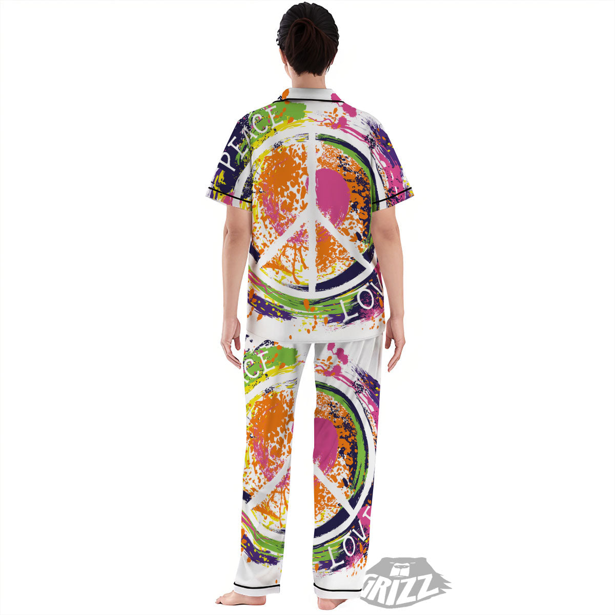 Sign Peace Rasta Print Women's Pajamas Set-grizzshop