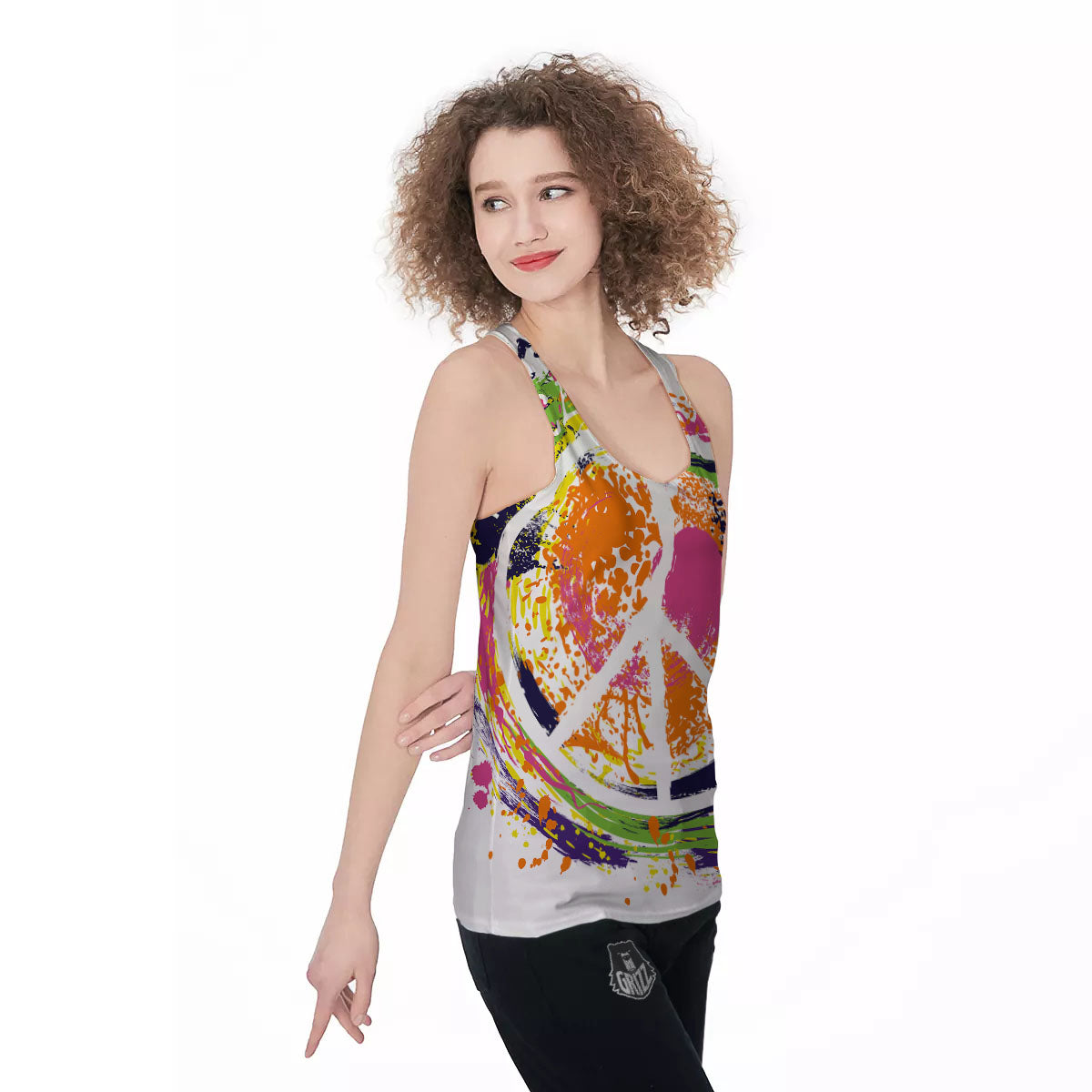 Sign Peace Rasta Print Women's Racerback Tank Top-grizzshop