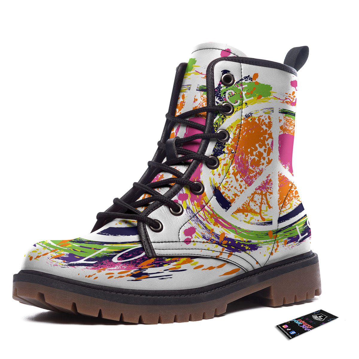 Sign Peace Rasta Print Work Boots-grizzshop