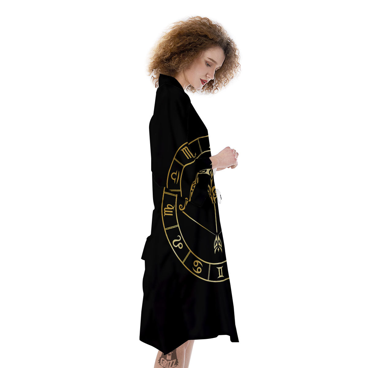 Sign Sagittarius Gold Print Kimono-grizzshop
