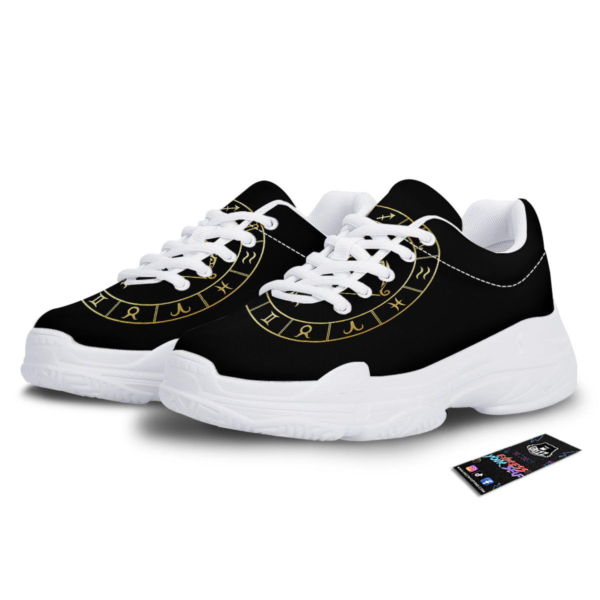 Sign Sagittarius Gold Print White Chunky Shoes-grizzshop