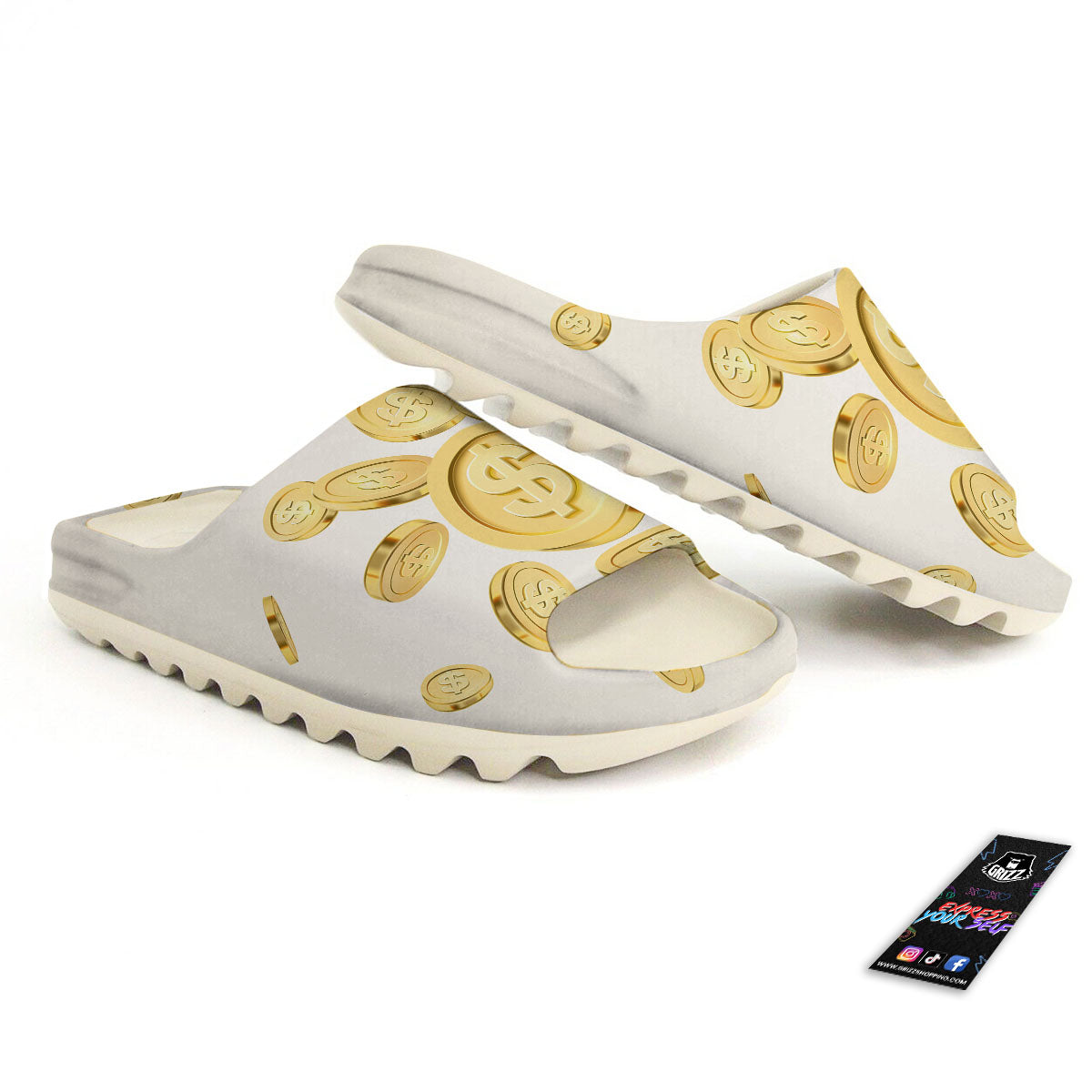 Sign Explosion Golden Dollar Print Sandals-grizzshop