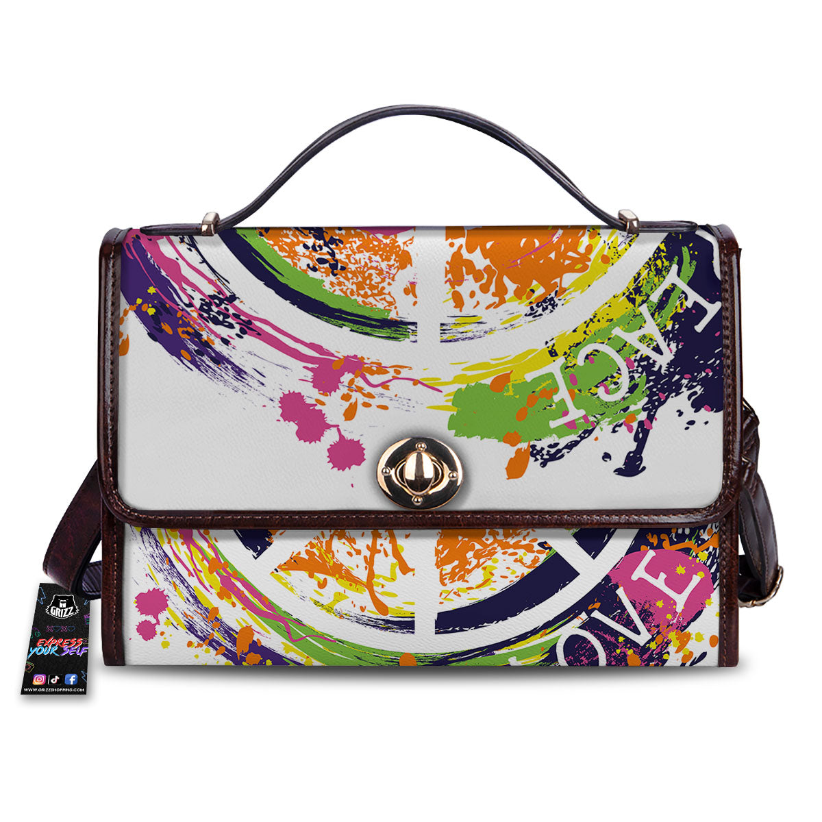 Sign Peace Rasta Print Women's Satchel Bag
