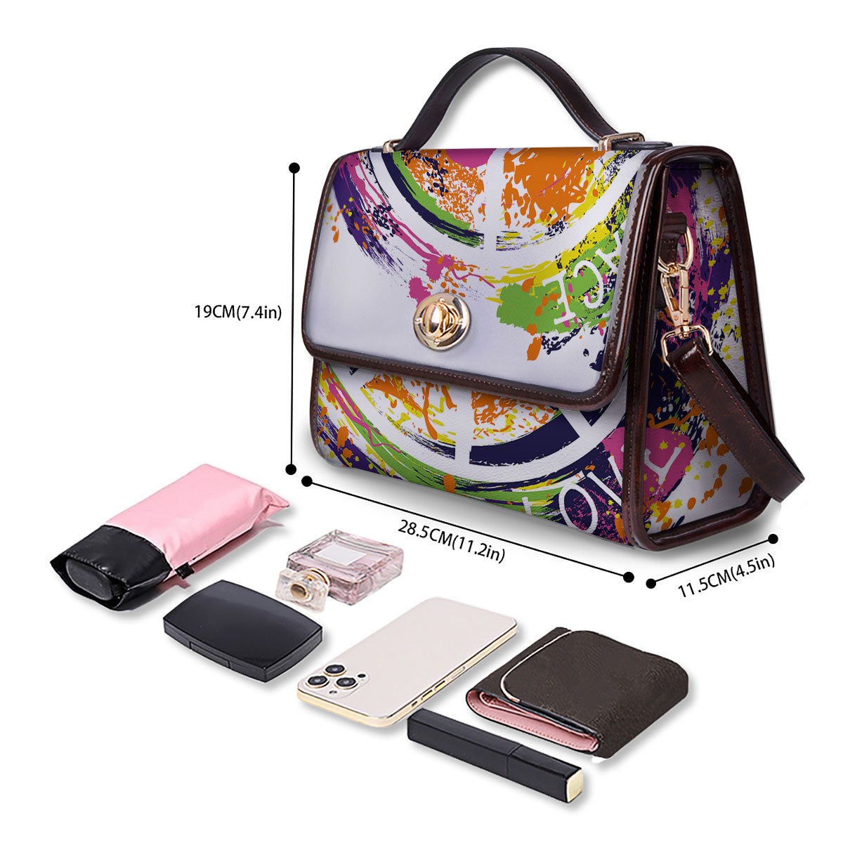 Sign Peace Rasta Print Women's Satchel Bag
