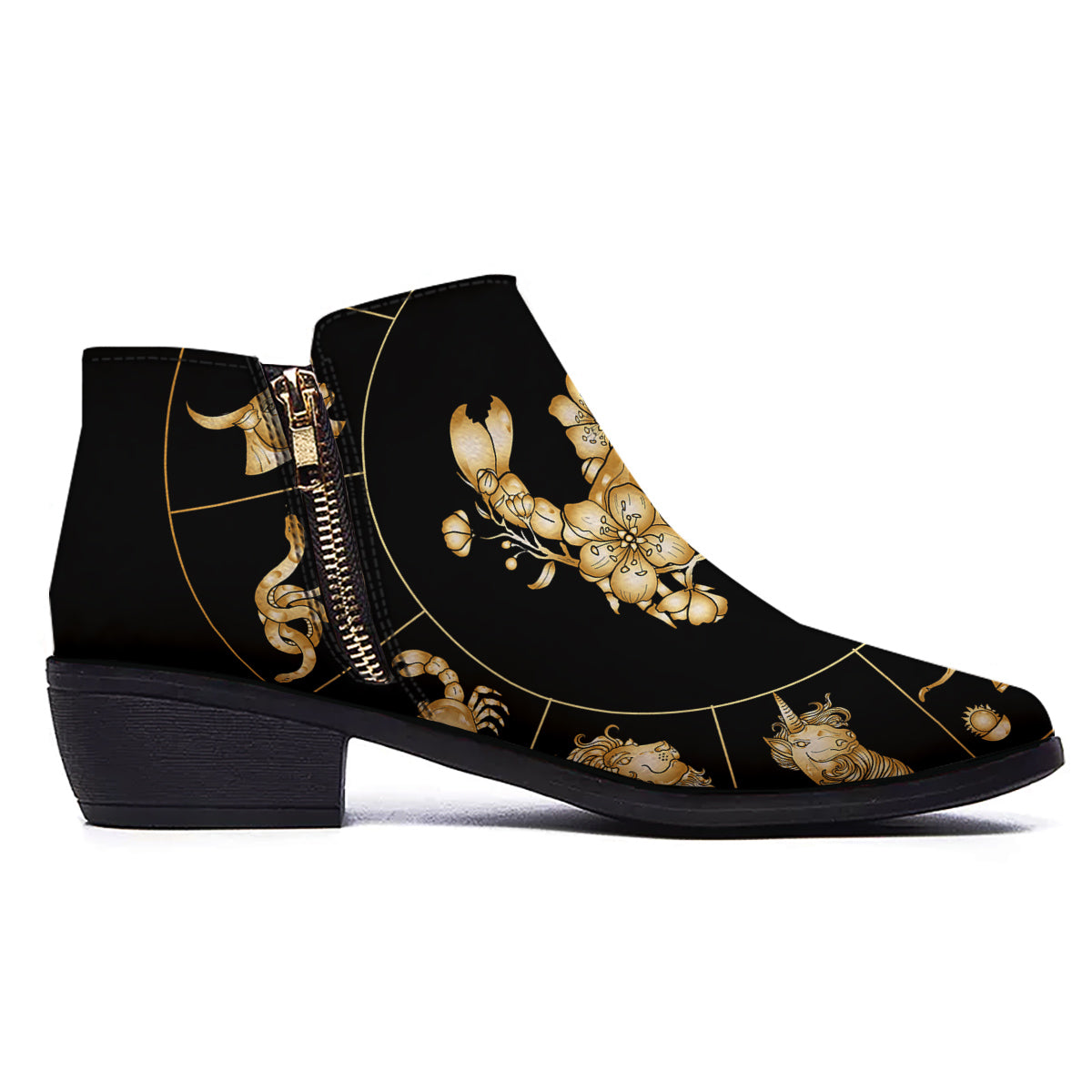 Signs Astrological And Cancer Print Ankle Boots-grizzshop
