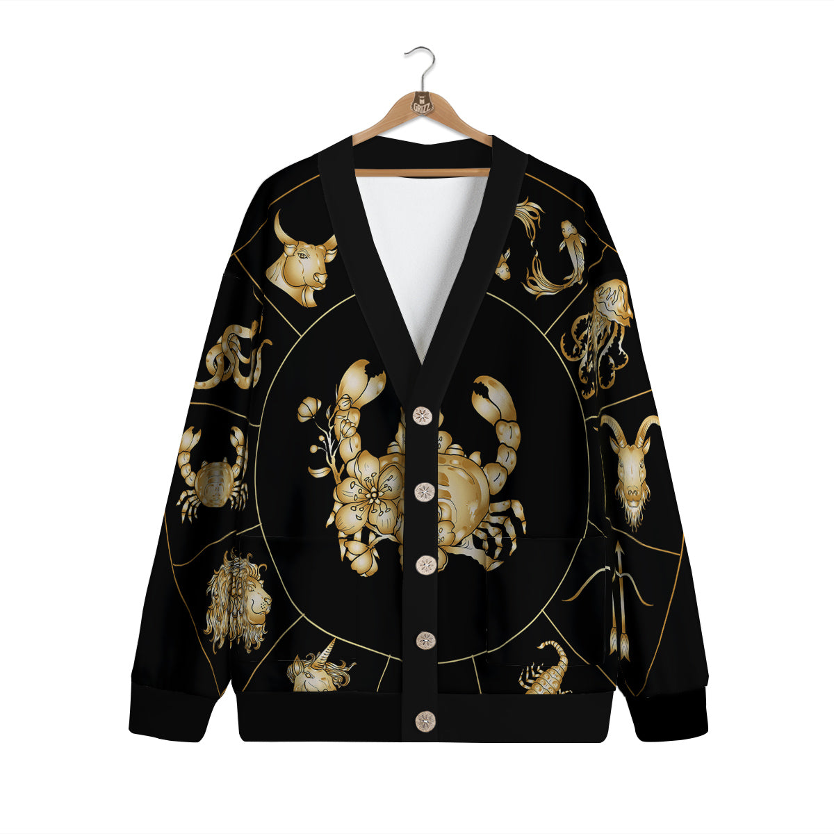 Signs Astrological And Cancer Print Cardigan-grizzshop