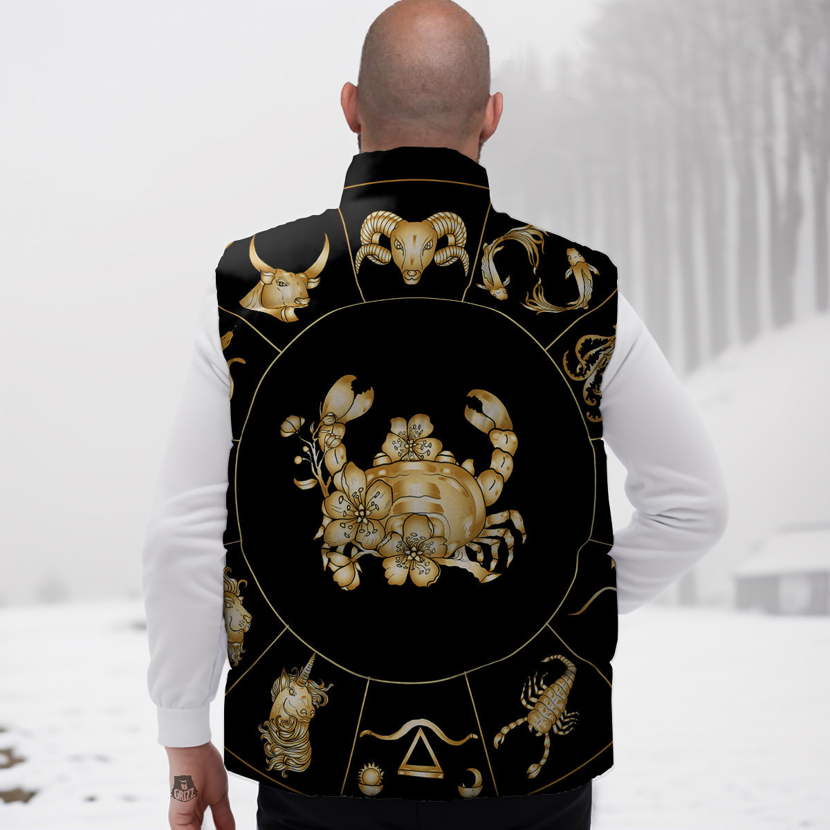 Signs Astrological And Cancer Print Down Vest
