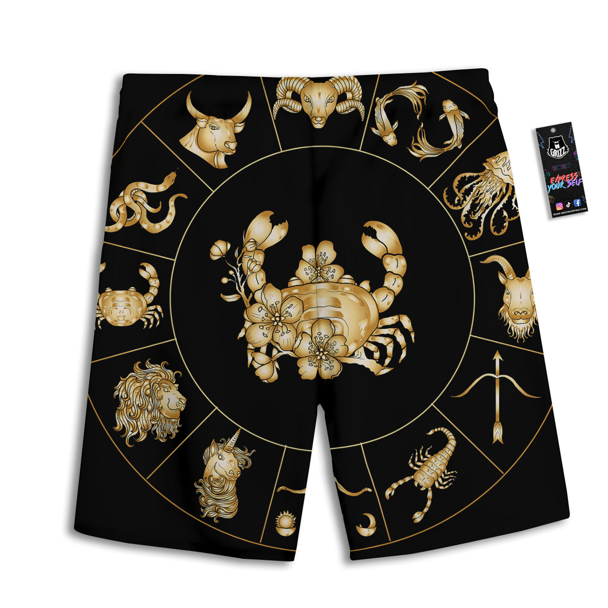 Signs Astrological And Cancer Print Men's Athletic Shorts