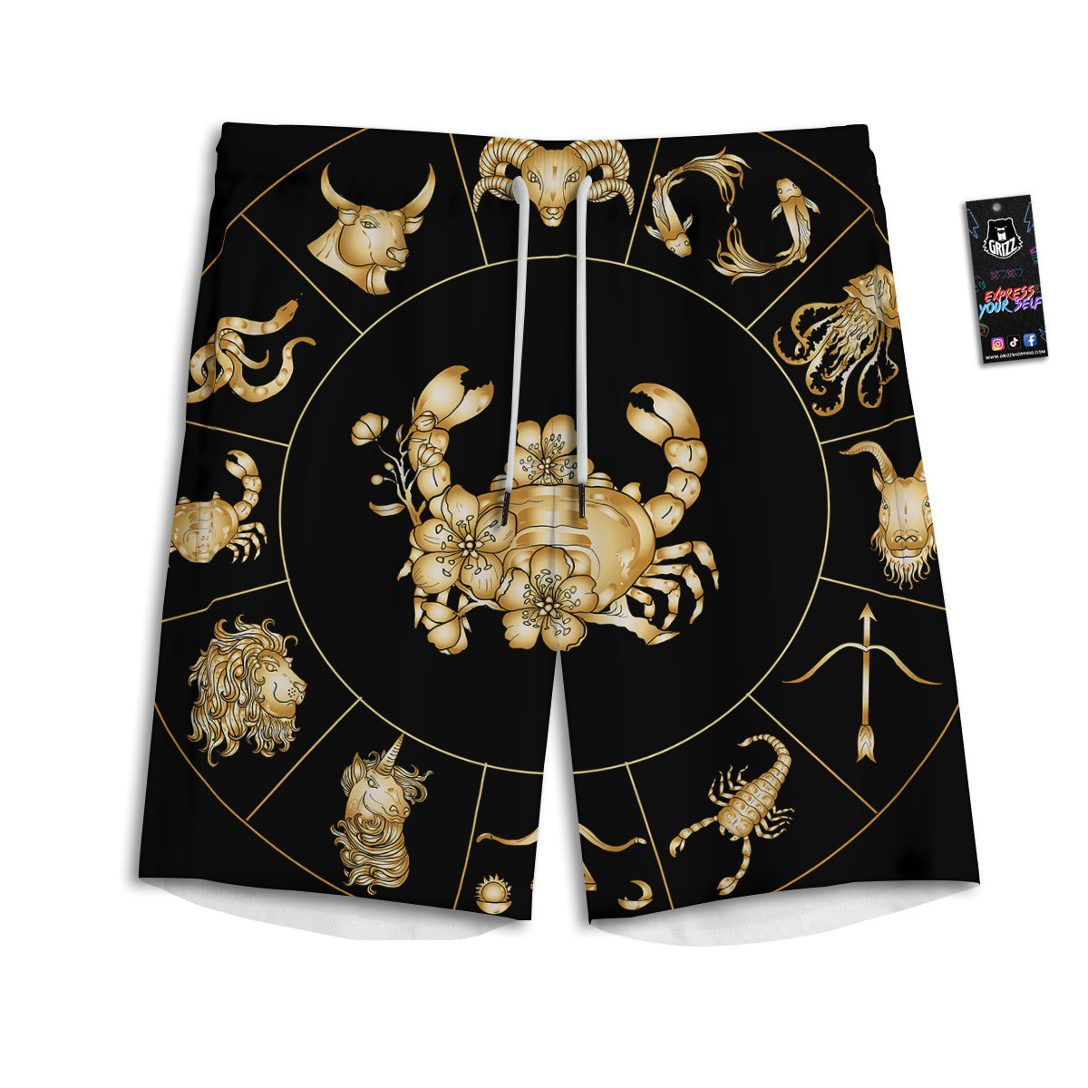 Signs Astrological And Cancer Print Men's Athletic Shorts