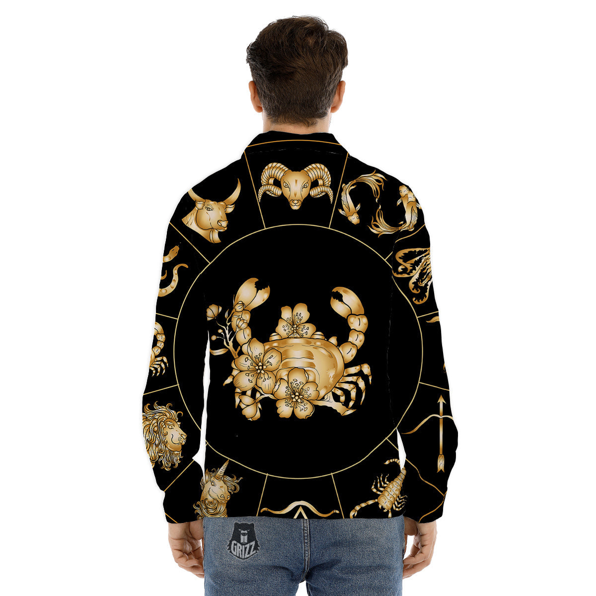 Signs Astrological And Cancer Print Men's Dress Shirts-grizzshop
