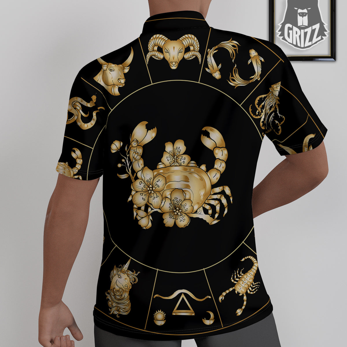 Signs Astrological And Cancer Print Untucked Shirts-grizzshop