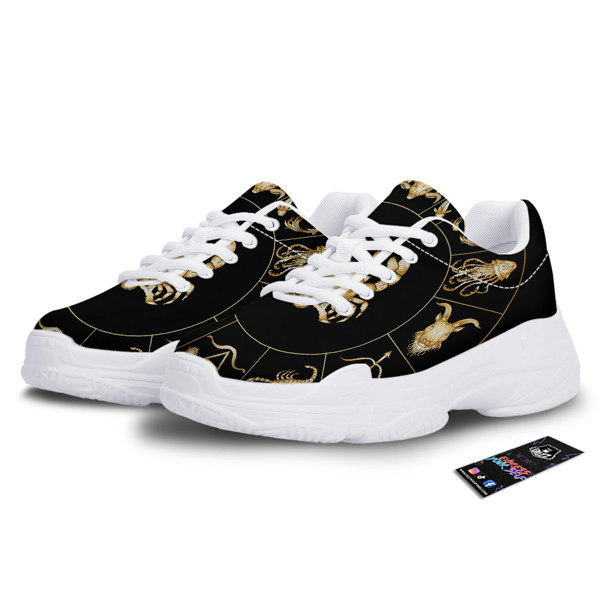 Signs Astrological And Cancer Print White Chunky Shoes-grizzshop