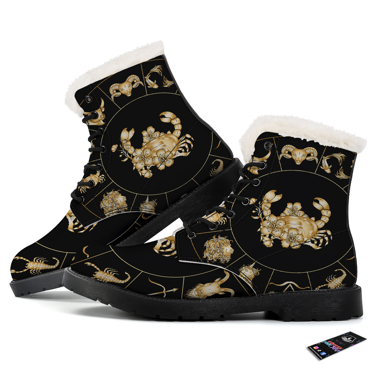 Signs Astrological And Cancer Print Winter Boots-grizzshop