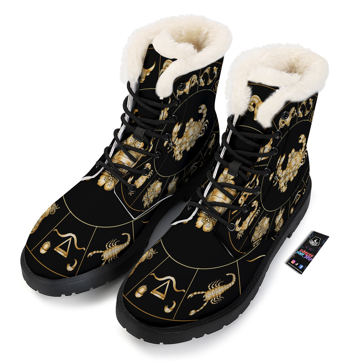 Signs Astrological And Cancer Print Winter Boots-grizzshop