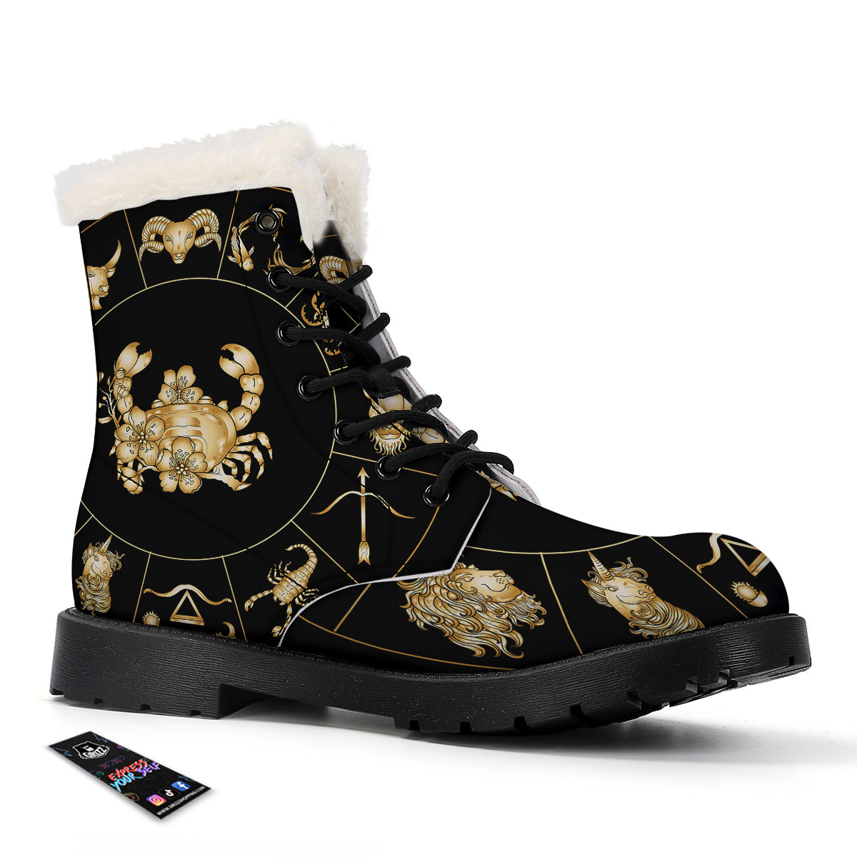 Signs Astrological And Cancer Print Winter Boots-grizzshop