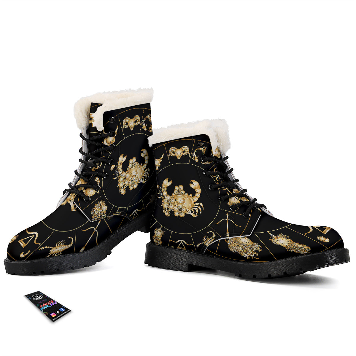 Signs Astrological And Cancer Print Winter Boots-grizzshop
