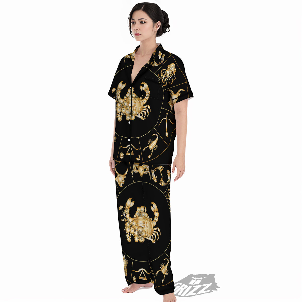 Signs Astrological And Cancer Print Women's Pajamas Set-grizzshop