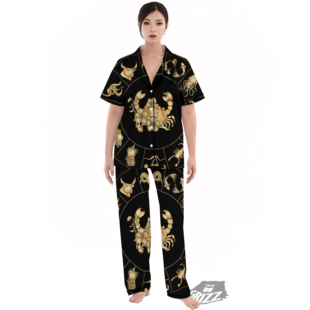 Signs Astrological And Cancer Print Women's Pajamas Set-grizzshop