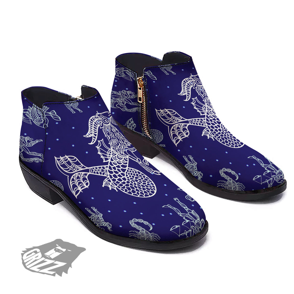 Signs Astrological And Capricorn Print Ankle Boots-grizzshop
