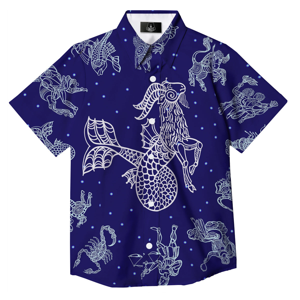 Signs Astrological And Capricorn Print Button Up Shirt-grizzshop