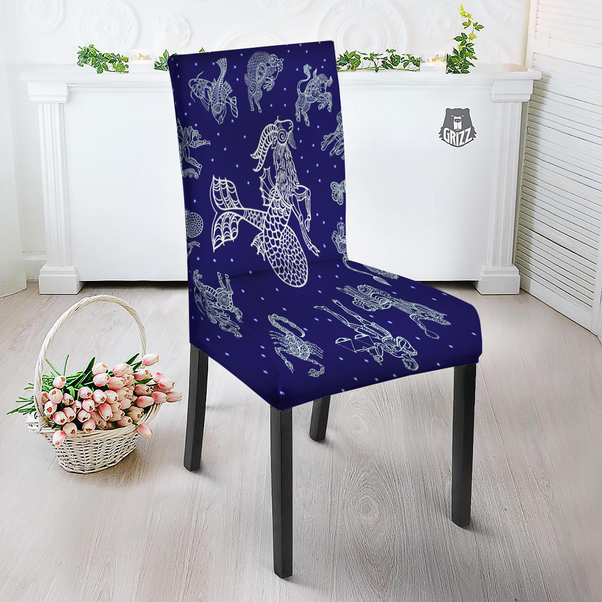 Signs Astrological And Capricorn Print Dining Chair Slipcover-grizzshop