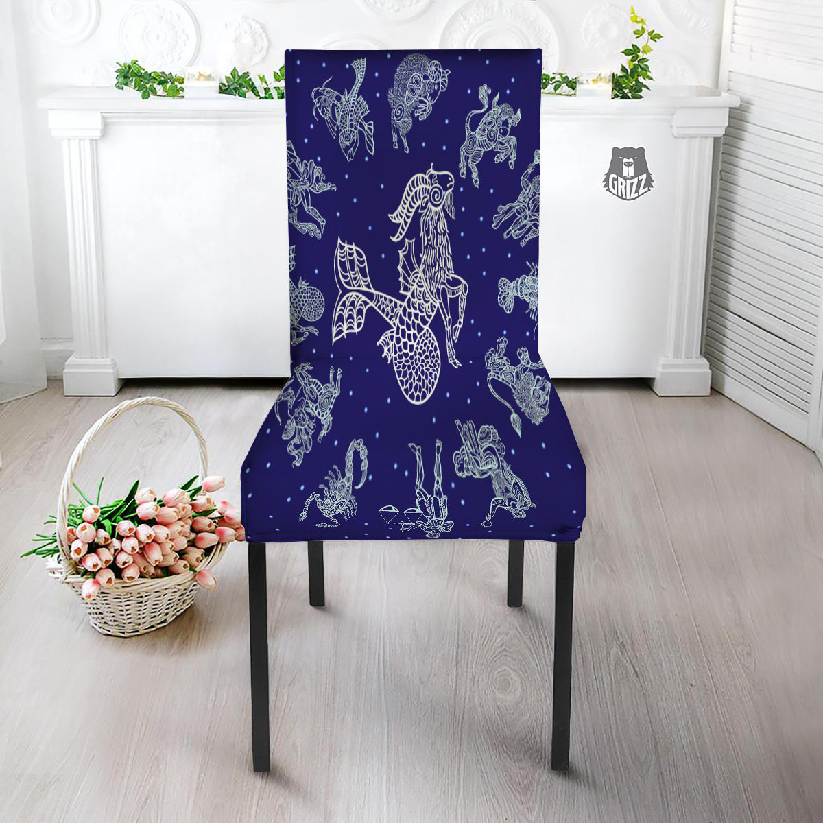 Signs Astrological And Capricorn Print Dining Chair Slipcover-grizzshop