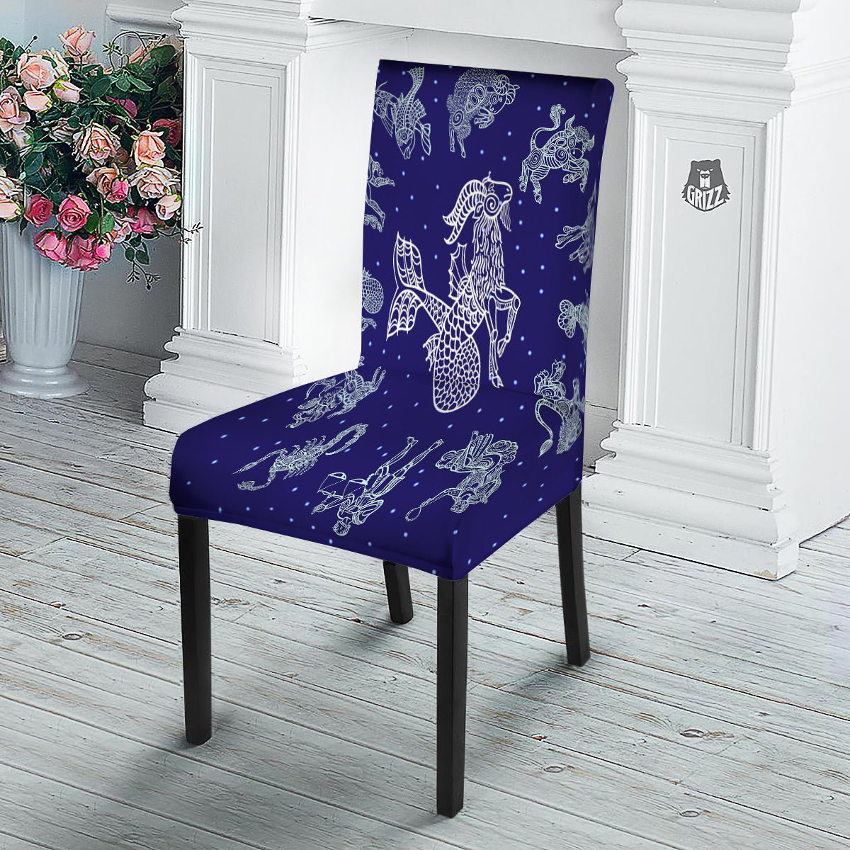 Signs Astrological And Capricorn Print Dining Chair Slipcover-grizzshop