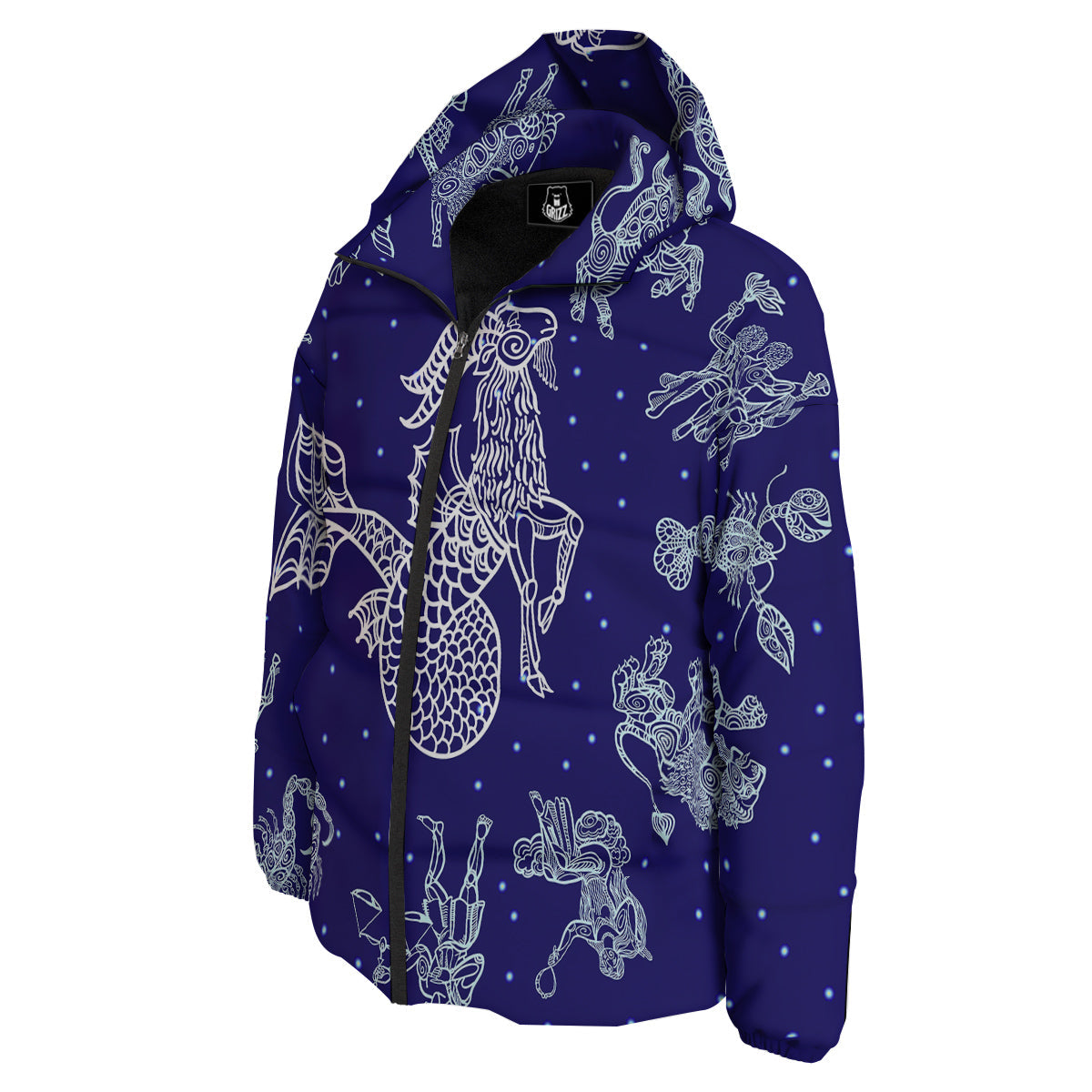 Signs Astrological And Capricorn Print Down Jacket-grizzshop